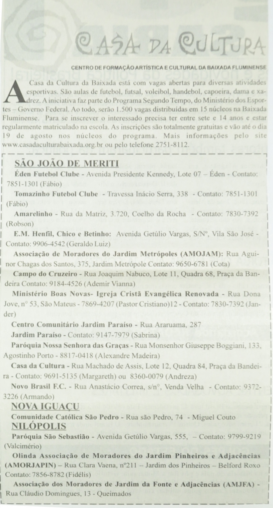 Jornal a Vóz da Baixada 16 de agosto de 2011 Editoria Cultura e Diversos pagina 7