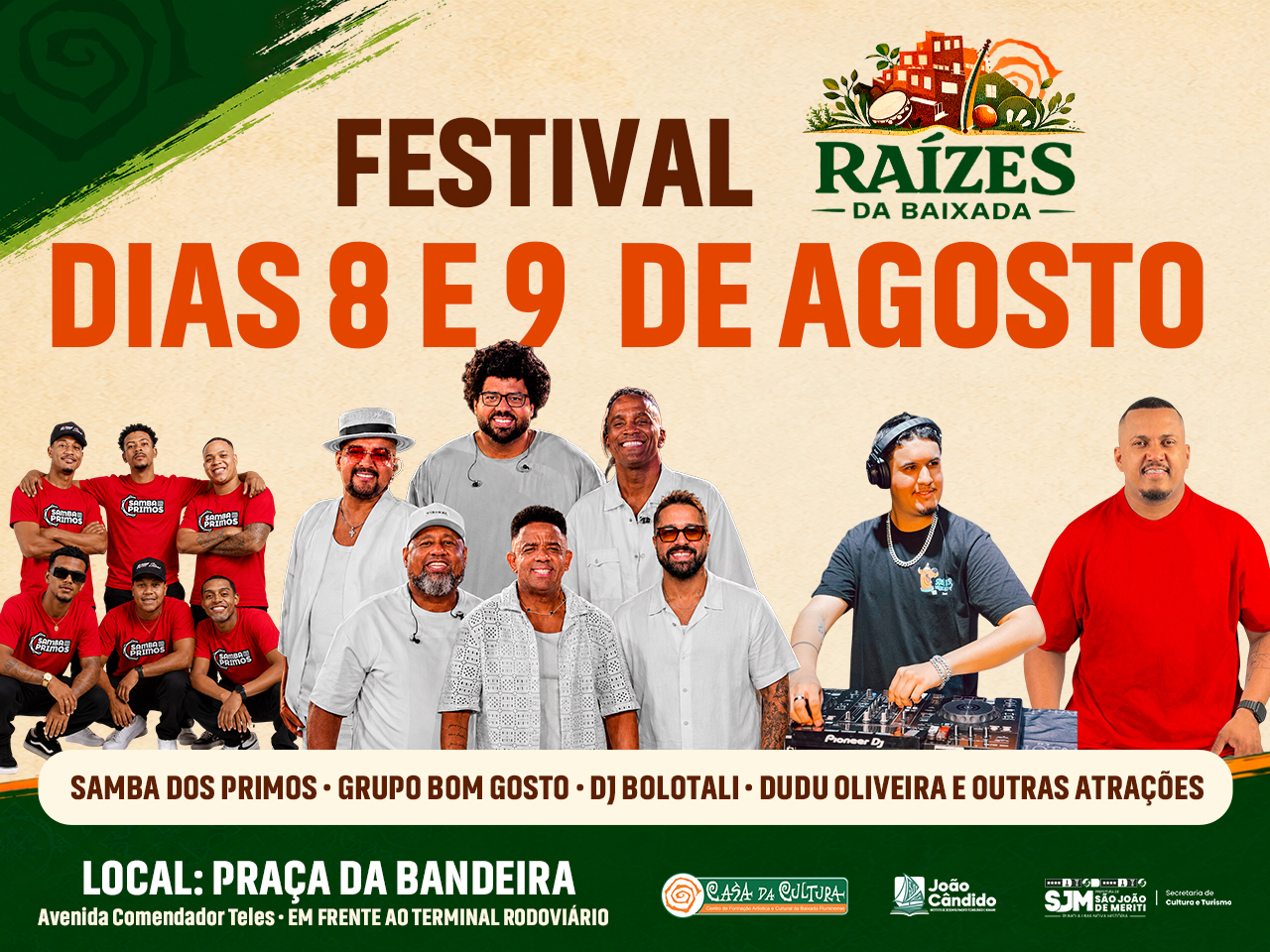 Festival Raízes da Baixada divulga programação completa dos dias 8 e 9 de agosto